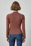 Raglan Long Sleeve Mock Neck Womens Top Chestnut A2