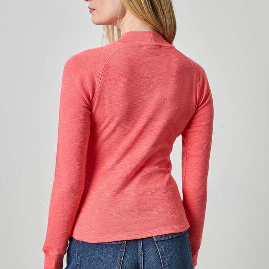 Raglan Long Sleeve Mock Neck Womens Top Persimmon A2