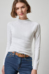Raglan Long Sleeve Mock Neck Womens Top White A1