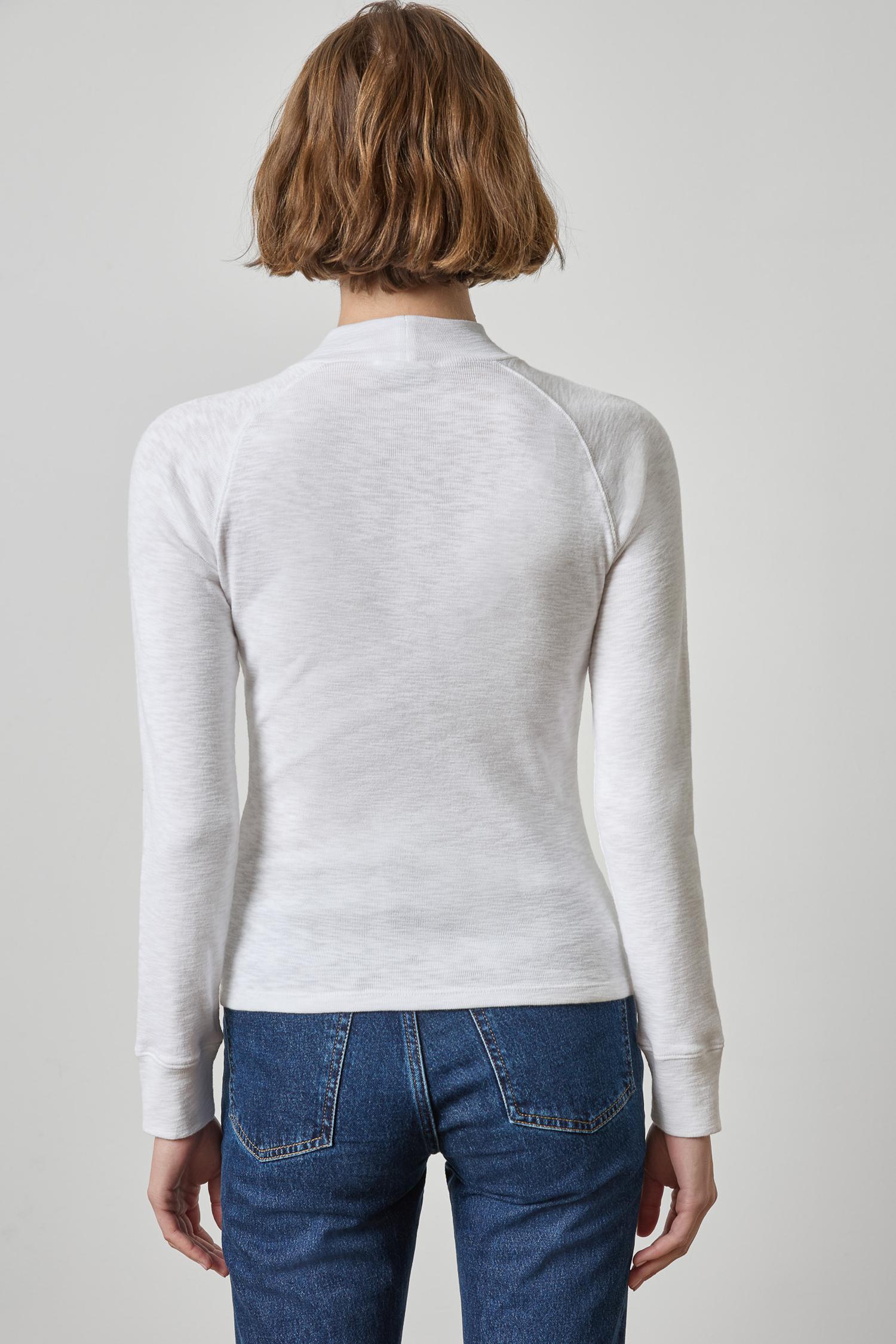 Raglan Long Sleeve Mock Neck Womens Top White A2