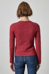 Vintage Long Sleeve Seamed V-Neck Womens Top Cabernet A2