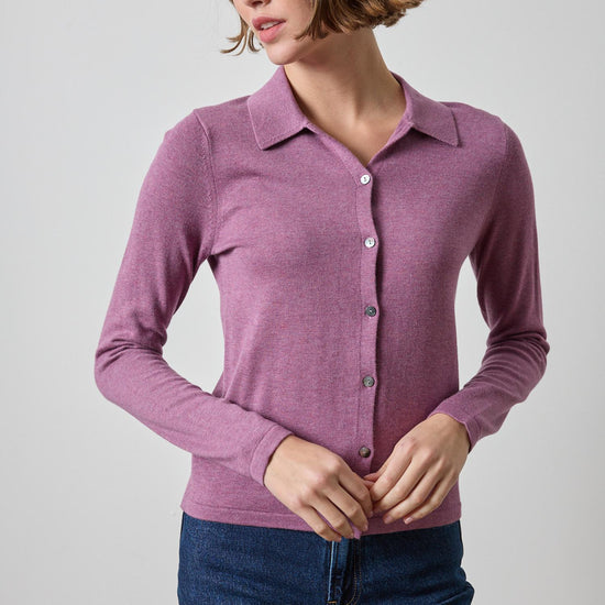 Collared Cardigan Womens Sweater Dewberry A1