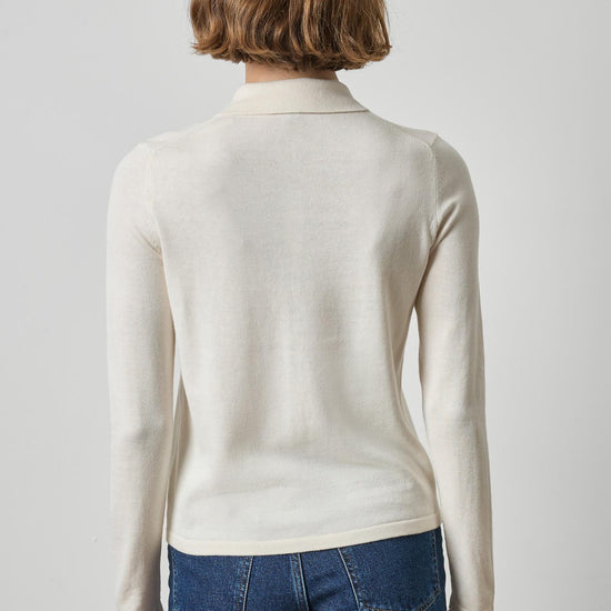 Collared Cardigan Womens Sweater Ivory A2