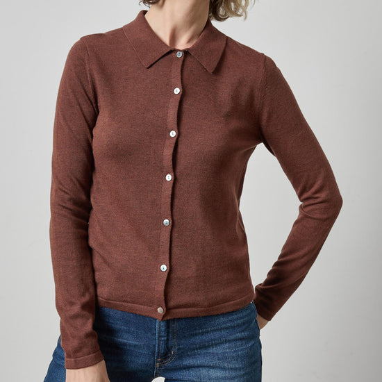 Collared Cardigan Womens Sweater Java A1