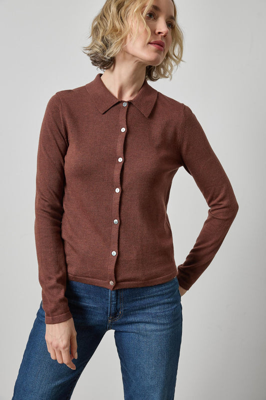 Collared Cardigan Womens Sweater Java A1