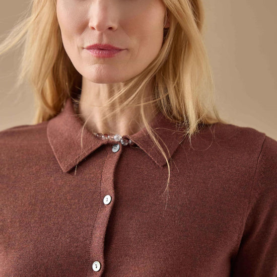 Collared Cardigan Womens Sweater Java C2