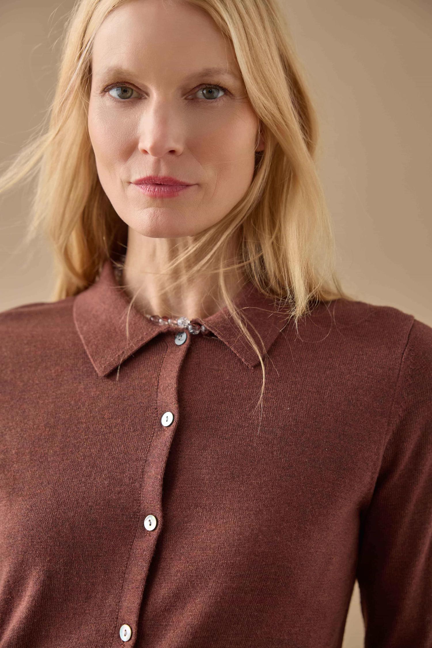 Collared Cardigan Womens Sweater Java C2