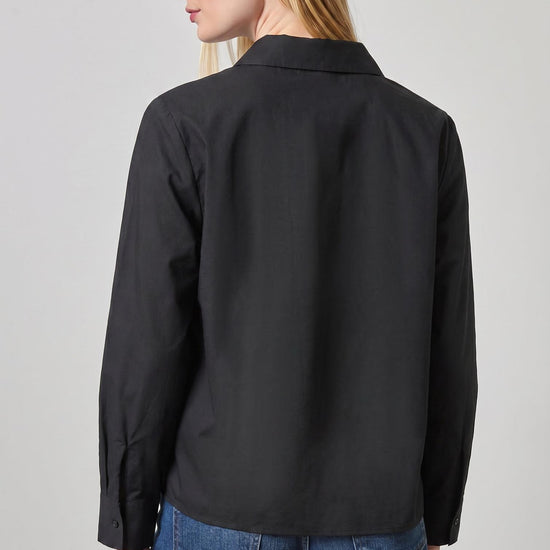 Dolman Sleeve Button Down Shirt in color Black Image A2