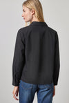 Dolman Sleeve Button Down Shirt in color Black Image A2