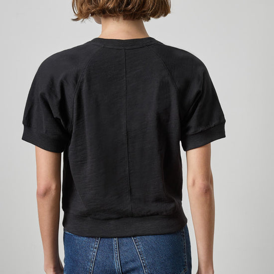 Vintage Short Sleeve Raglan Womens Top Black A2