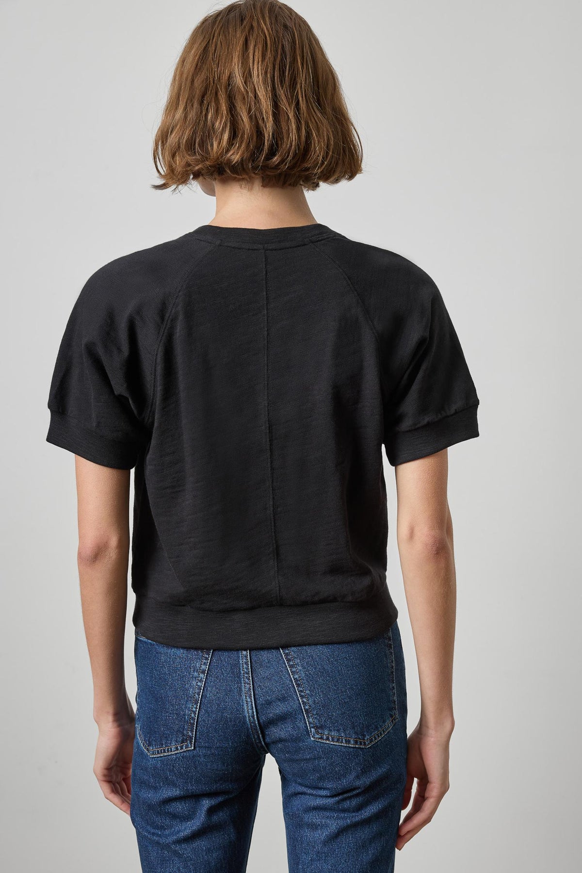 Vintage Short Sleeve Raglan Womens Top Black A2