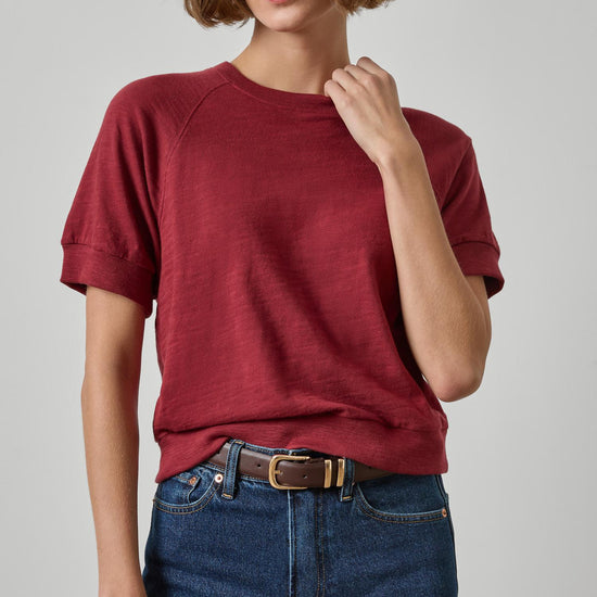 Vintage Short Sleeve Raglan Womens Top Cabernet A1