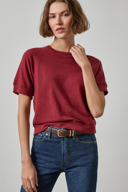 Vintage Short Sleeve Raglan Womens Top Cabernet A1
