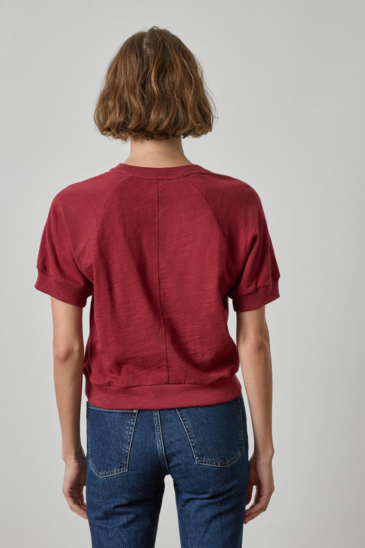 Vintage Short Sleeve Raglan Womens Top Cabernet A2