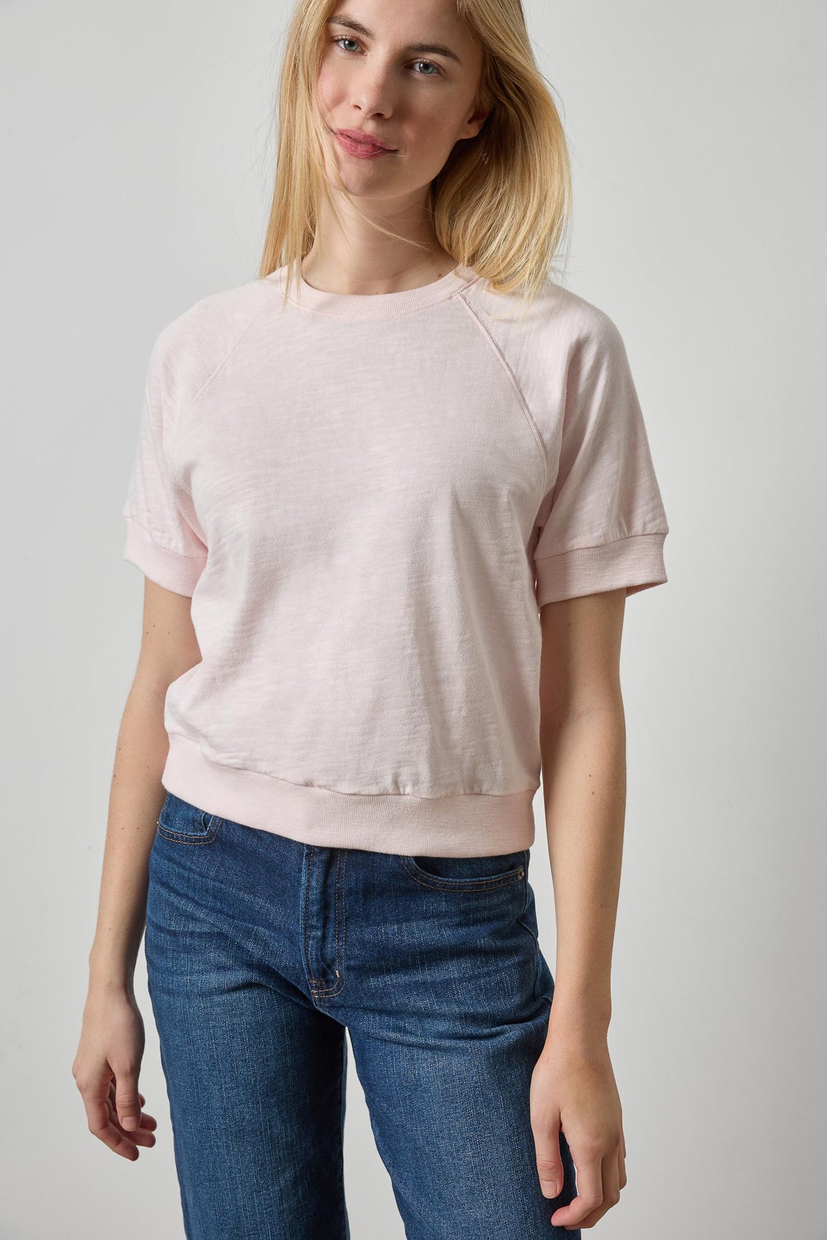 Vintage Short Sleeve Raglan Womens Top Roseblush A1