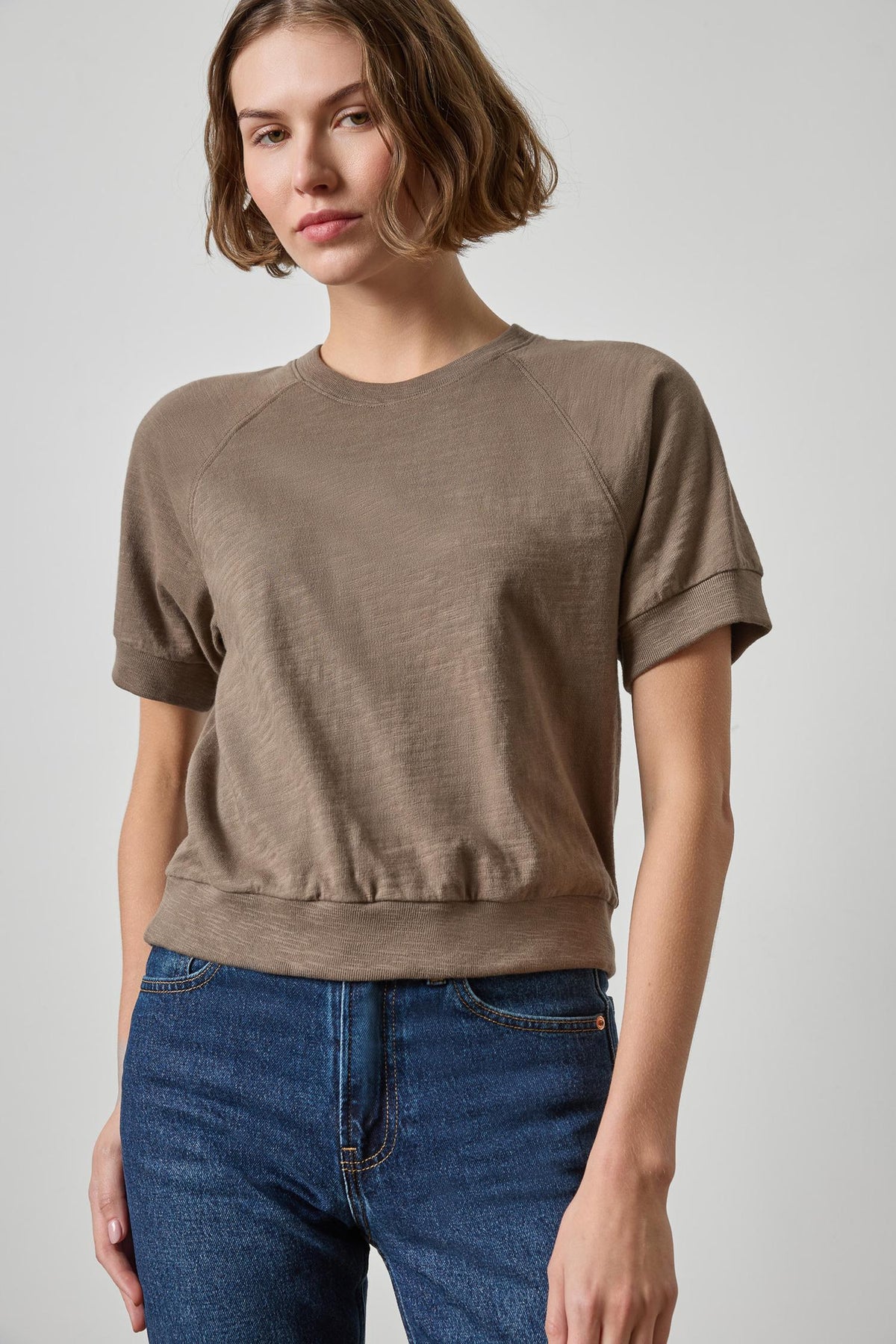 Vintage Short Sleeve Raglan Womens Top Shiitake A1