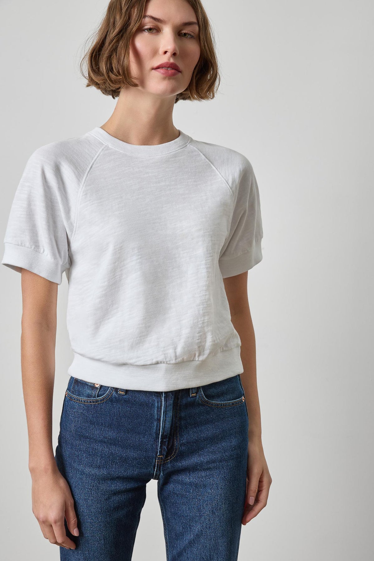 Vintage Short Sleeve Raglan Womens Top White A1