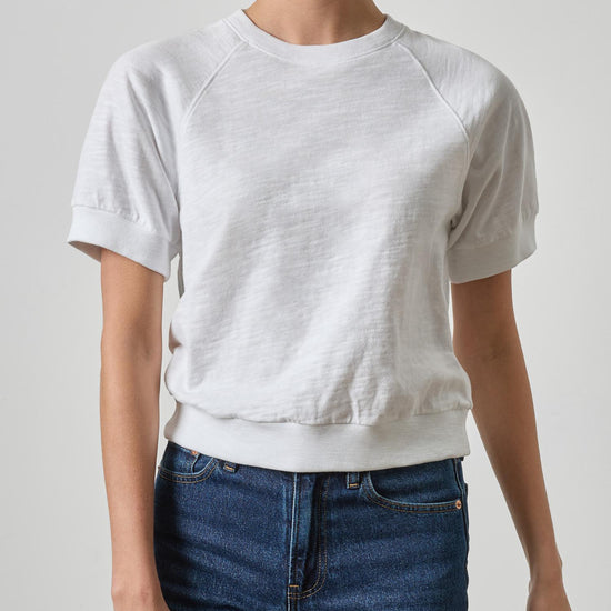 Vintage Short Sleeve Raglan Womens Top White A3