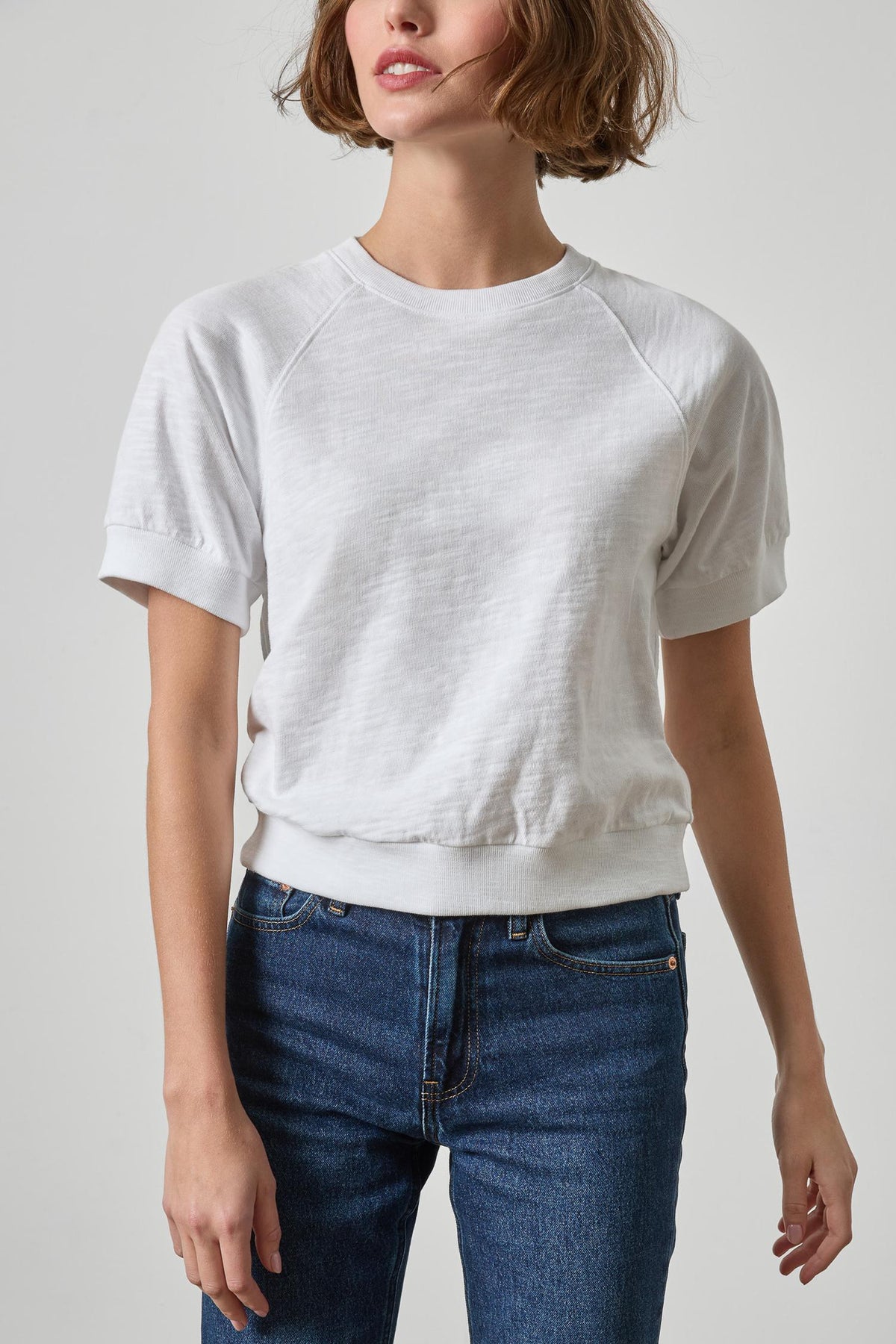 Vintage Short Sleeve Raglan Womens Top White A3