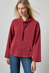 Vintage Kangaroo Pocket Drop Shoulder Womens Top Cabernet A1