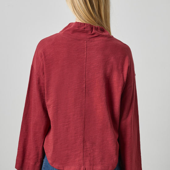Vintage Kangaroo Pocket Drop Shoulder Womens Top Cabernet A2