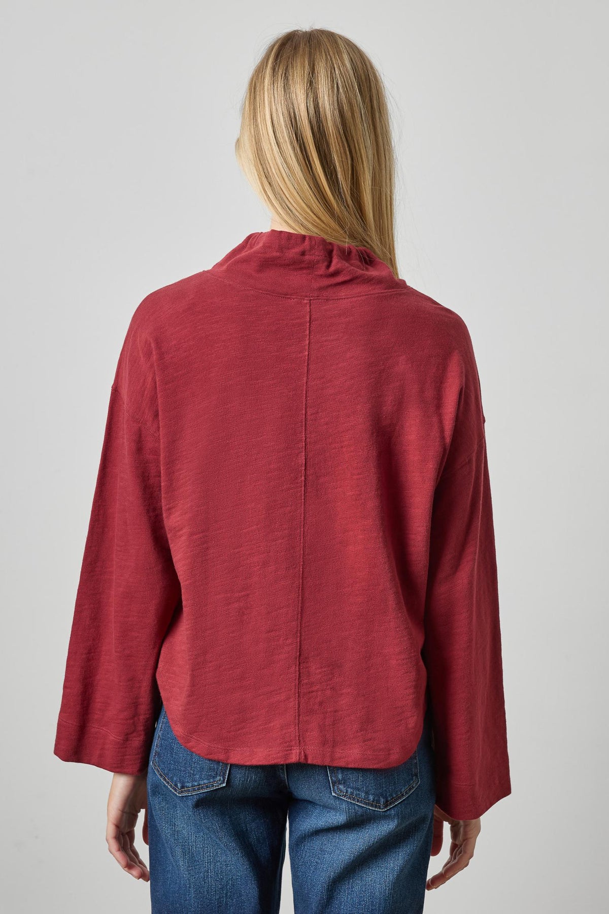 Vintage Kangaroo Pocket Drop Shoulder Womens Top Cabernet A2