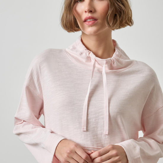 Vintage Kangaroo Pocket Drop Shoulder Womens Top Roseblush A3