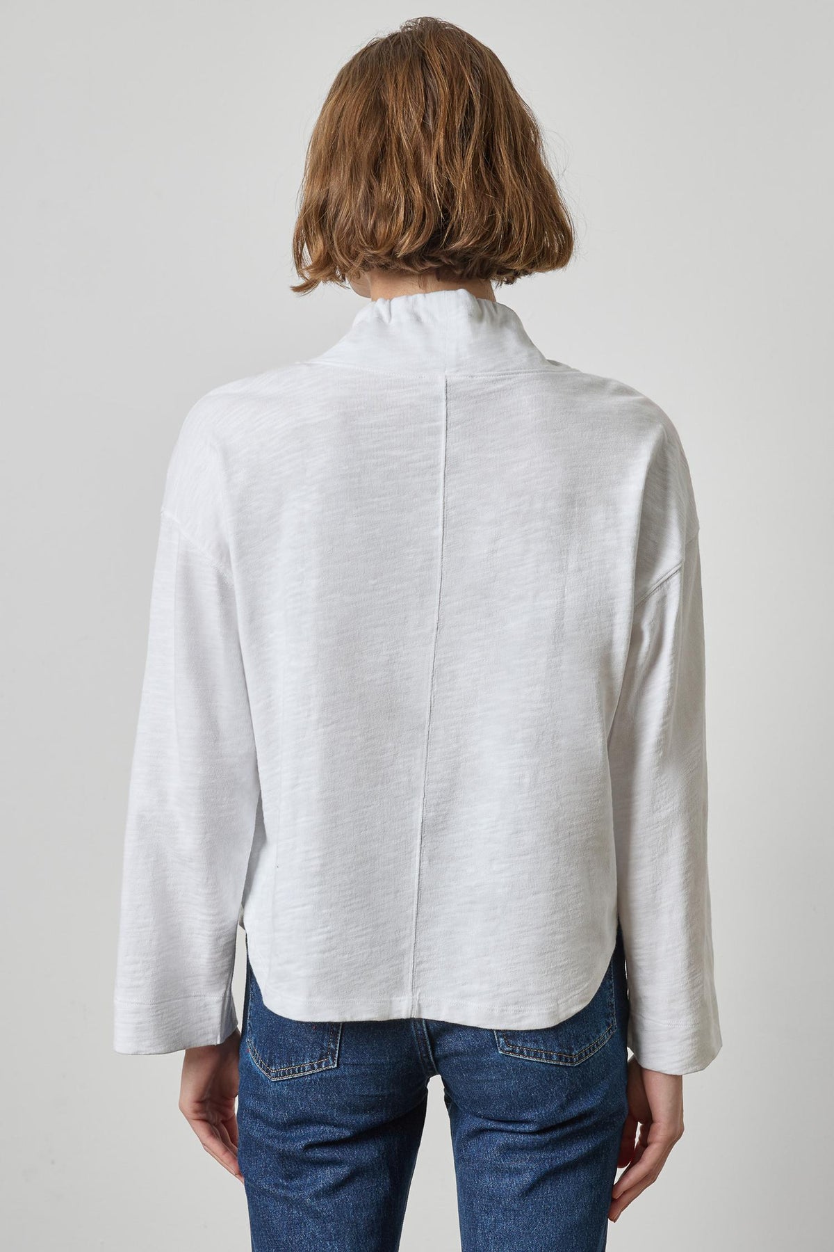 Vintage Kangaroo Pocket Drop Shoulder Womens Top White A2