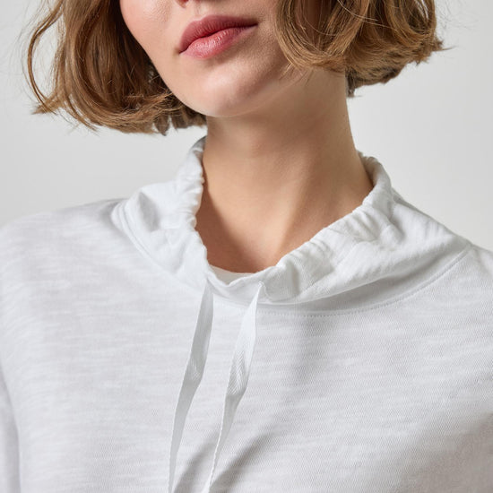 Vintage Kangaroo Pocket Drop Shoulder Womens Top White A3
