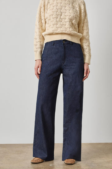 Denim Trouser Womens Pant Dark Wash Blue A1
