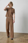 Roll Neck Short Sleeve Sweatshirt in color Cocoa Heather Image A0