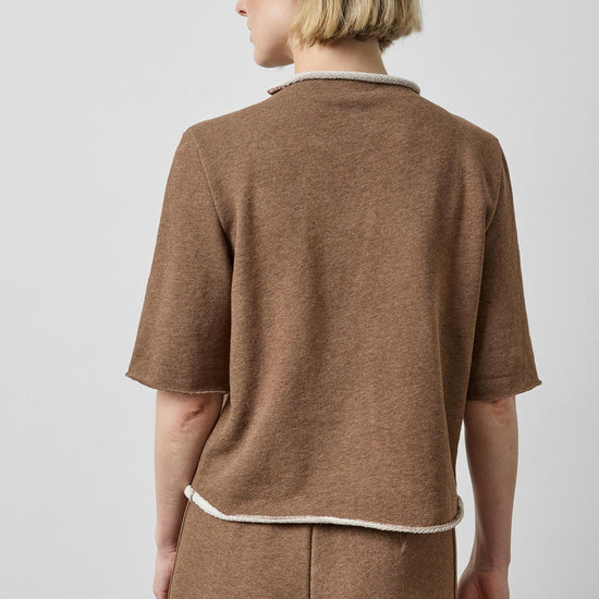 Roll Neck Short Sleeve Sweatshirt in color Cocoa Heather Image A2