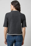Roll Neck Short Sleeve Sweatshirt in color Graphite Heather Image A2
