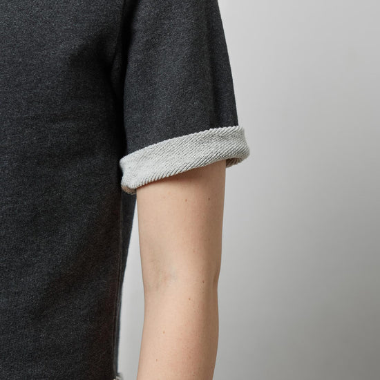 Roll Neck Short Sleeve Sweatshirt in color Graphite Heather Image A3