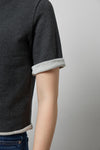 Roll Neck Short Sleeve Sweatshirt in color Graphite Heather Image A3