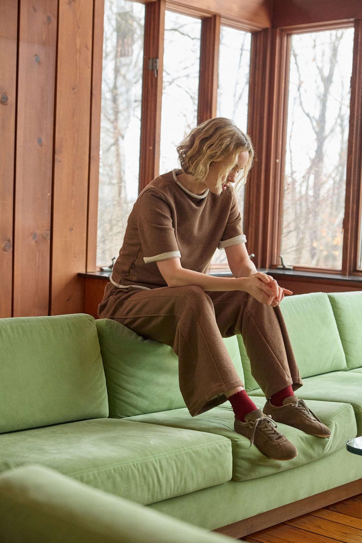 Side Panel Terry Pant in color Cocoa Heather Image C1