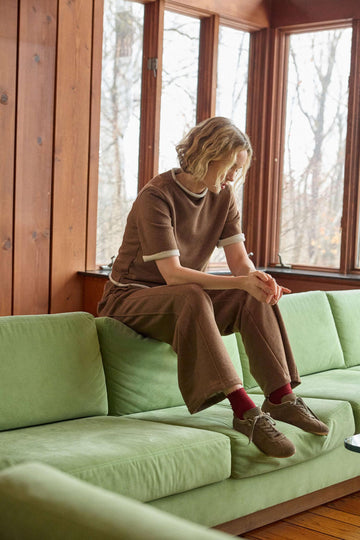 Side Panel Terry Pant in color Cocoa Heather Image C1