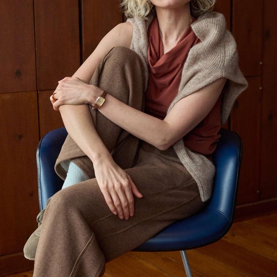 Side Panel Terry Pant in color Cocoa Heather Image C2