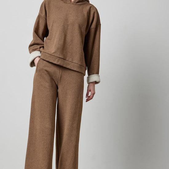 Drop Shoulder Hoodie Sweatshirt in color Cocoa Heather Image A0