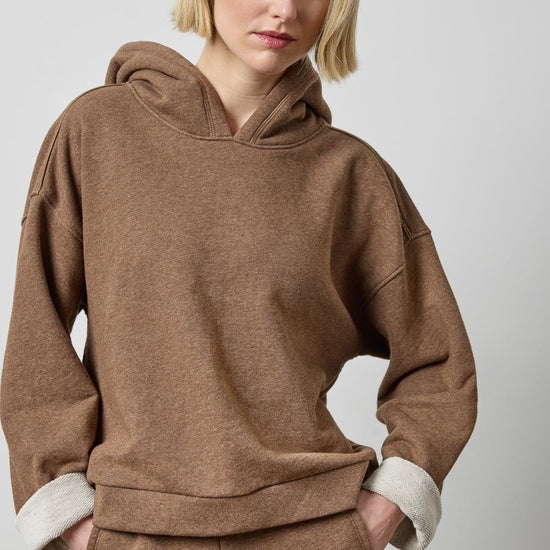 Drop Shoulder Hoodie Sweatshirt in color Cocoa Heather Image A1