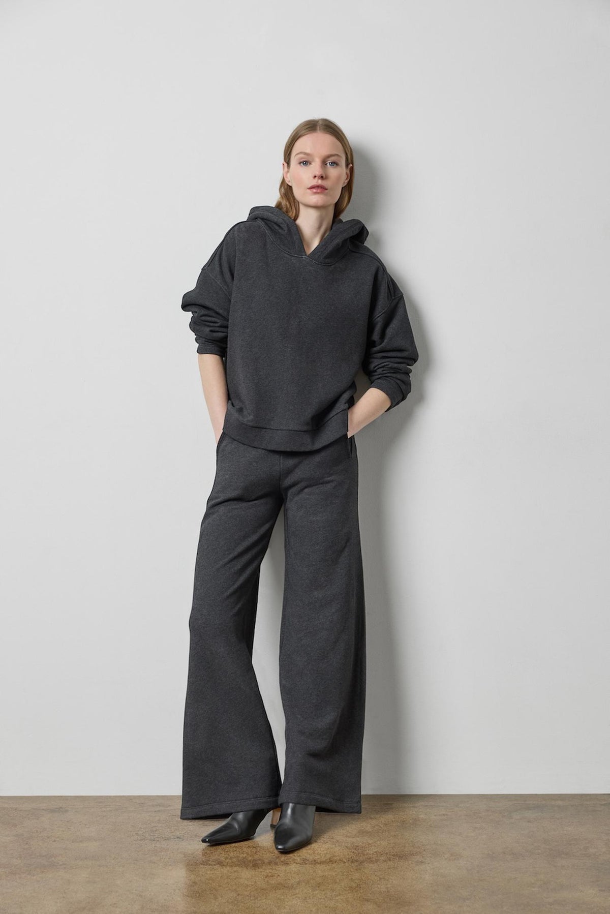 Drop Shoulder Hoodie Sweatshirt in color Graphite Heather Image A0