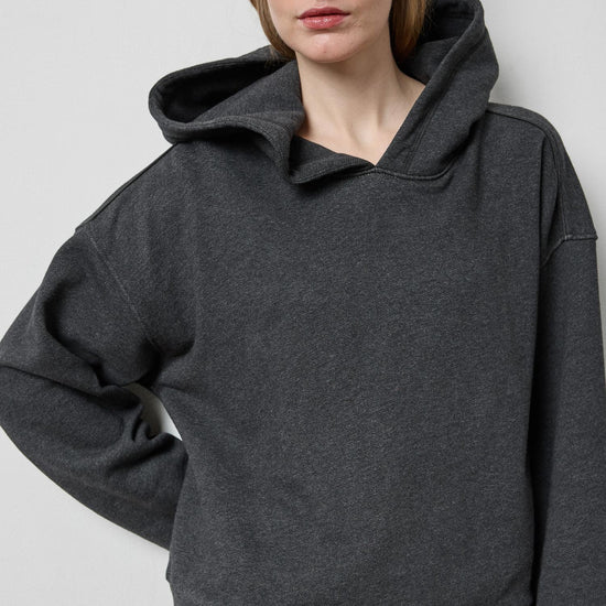 Drop Shoulder Hoodie Sweatshirt in color Graphite Heather Image A1