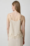 Crepe Satin Cami with Lace Trim in color Porcelain Image A2