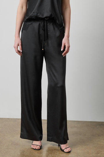 Crepe Satin Trouser in color Black Image A1