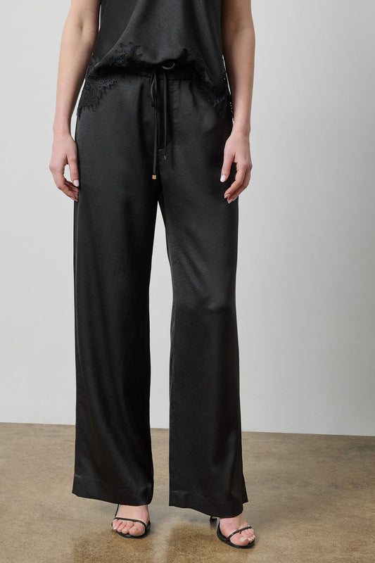 Crepe Satin Trouser in color Black Image A1