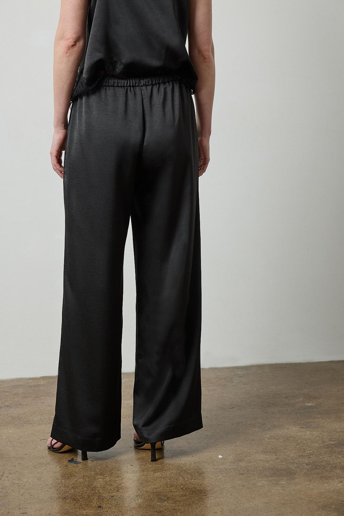 Crepe Satin Trouser in color Black Image A2