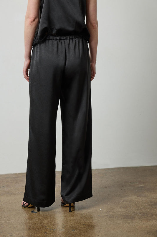 Crepe Satin Trouser in color Black Image A2