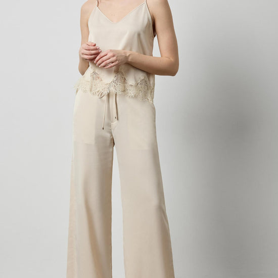 Crepe Satin Trouser in color Porcelain Image A0