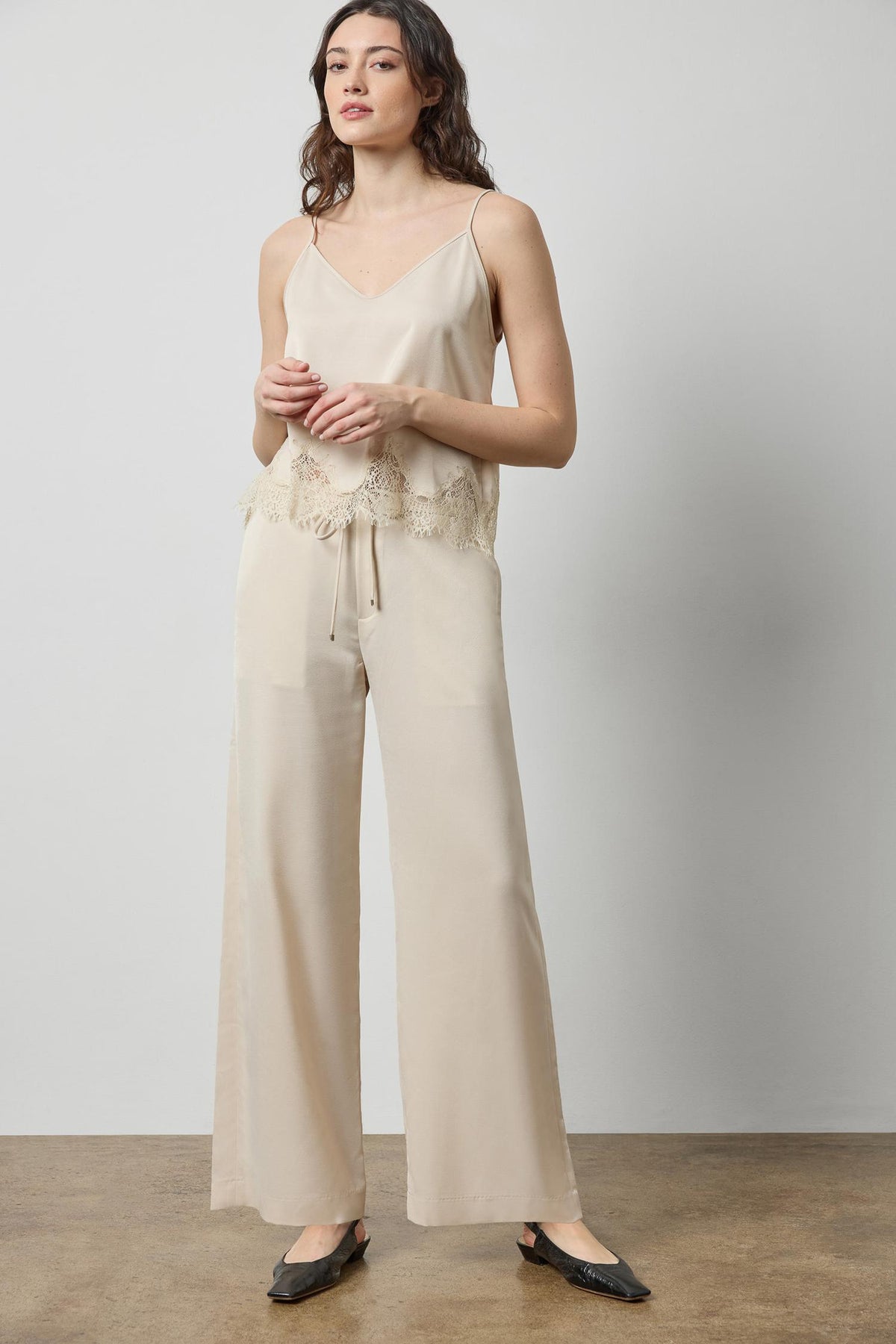 Crepe Satin Trouser in color Porcelain Image A0
