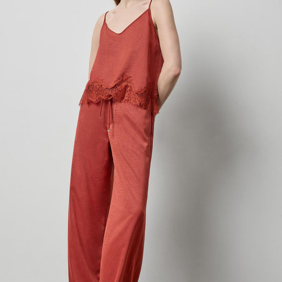 Crepe Satin Trouser in color Spice Image A0
